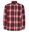 Thumbnail Front view of red checked long sleeve flannel shirt.